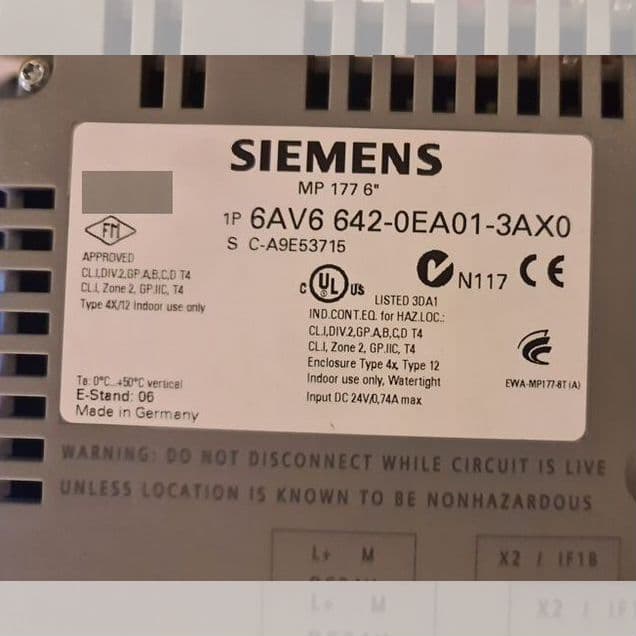Панель Оператора Siemens Simatic MP177 6'' touch