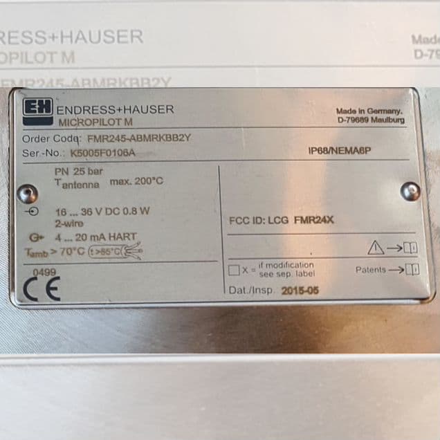 Уровнемер Гигиенический до +200С Endress-Hauser Mi