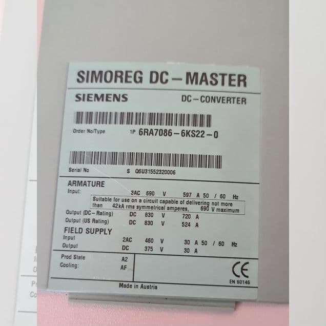 Привод постоянного тока Siemens Simoreg 720А 700V