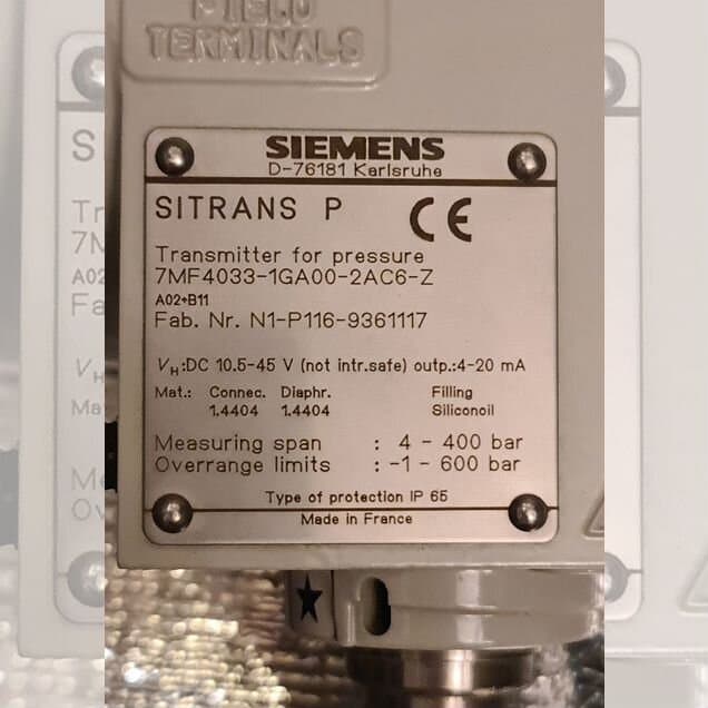 Датчик давления Siemens Sitrans до 400bar